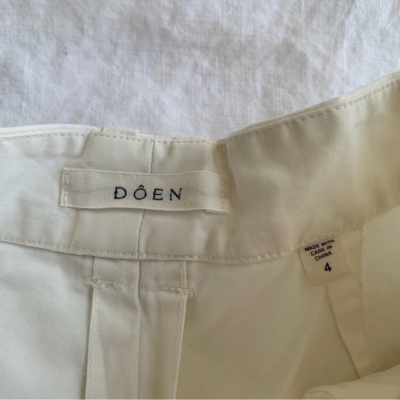 Doen Hilaire Cotton High Waist Wide Leg Cuff Palazzo Pants Trousers Salt White - Picture 11 of 14